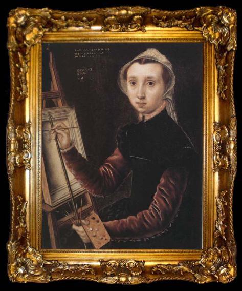 framed  Catharina Van Hemessen Self-Portrait, ta009-2